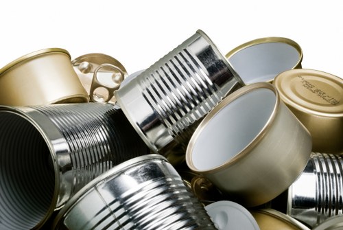 Recycled materials stacked and ready for processing at a local facility